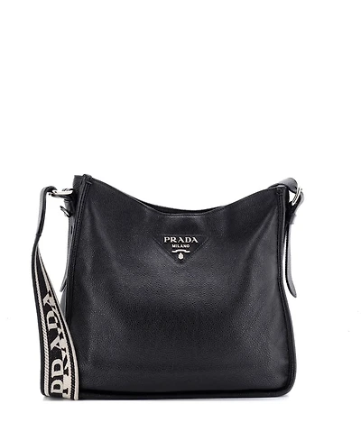Pre-Owned Prada Medium Logo Strap Crossbody Bag Vitello Daino