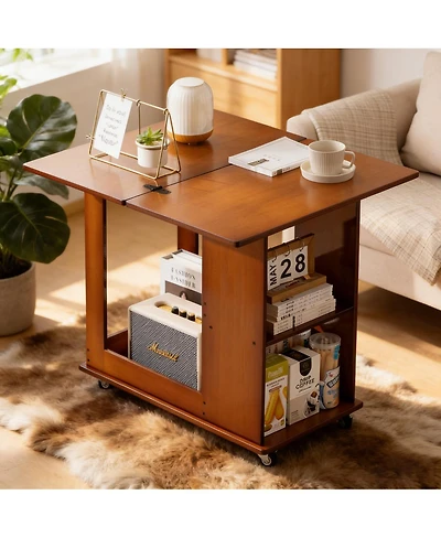 Streamdale Furniture Bamboo Folding Bed/Sofa Table with Storage