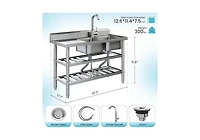 Aecojoy Stainless Steel Utility Sink, Freestanding Outdoor Sink Station with Hose Hookup