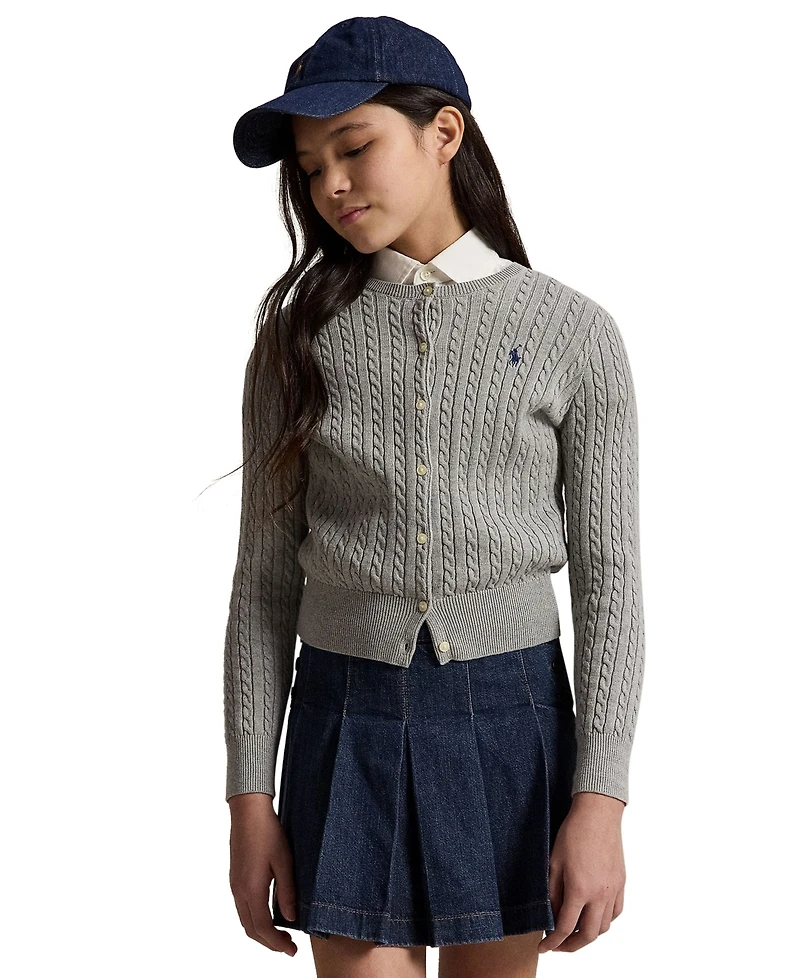Polo Ralph Lauren Big Girls Mini-Cable Cotton Cardigan