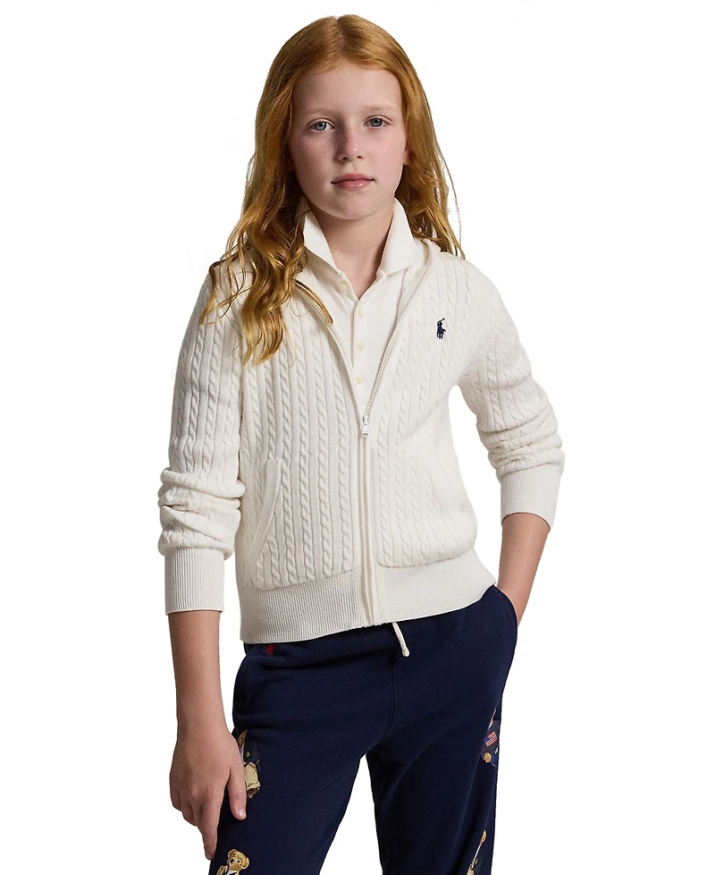 Polo Ralph Lauren Big Girls Mini-Cable Full-Zip Hoodie