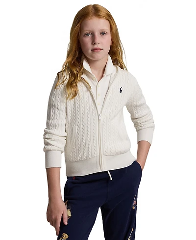 Polo Ralph Lauren Big Girls Mini-Cable Full-Zip Hoodie