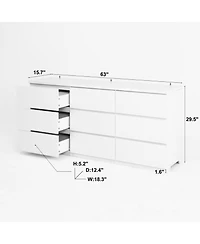 Rainsken Modern 9 Large Storage Drawers Dresser, with Deep Drawers, Large Floor Wood Dressers, for Bedroom,Living Room,Entryway, Hallway