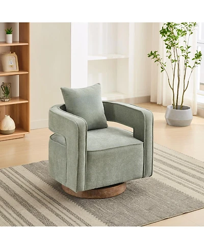 Streamdale Modern Swivel Accent Chair with Weathered Base