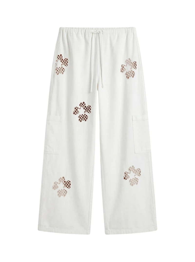 Nasty Gal Women's Floral Cutwork Cargo Pants Co-ord