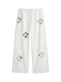 Nasty Gal Women's Floral Cutwork Cargo Pants Co-ord