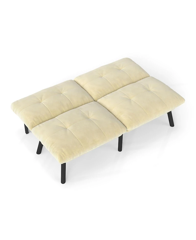 Rainsken Modern Convertible Futon Sofa Bed, with Adjustable Backrest, Velvet Futon Couch, Convertible Folding sofa Bed, for Small Space, Apartment
