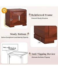 Rainsken Modern Nightstand, Wood Diamond Shaped End Table, 2 Drawers Bedside Table with Storage for Bedroom, Living Room, Entrance