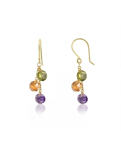 The Lovery Tricolor Bead Dangle Earrings 14K Gold