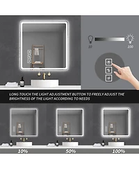 Busdays 36x36 Inch Led Vanity Mirror for Bathroom Front Lights Wall Mounted Anti Fog Frameless Copper Free Silver Makeup Mirror Horizontal or Vertical