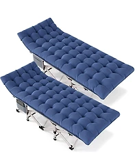 Sugift 2-Piece Folding Bed Camping Cots with Removable Cotton Mattress (2 in a set