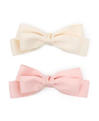Puttisu Girls Large Double Bow Clip Set (2pc)