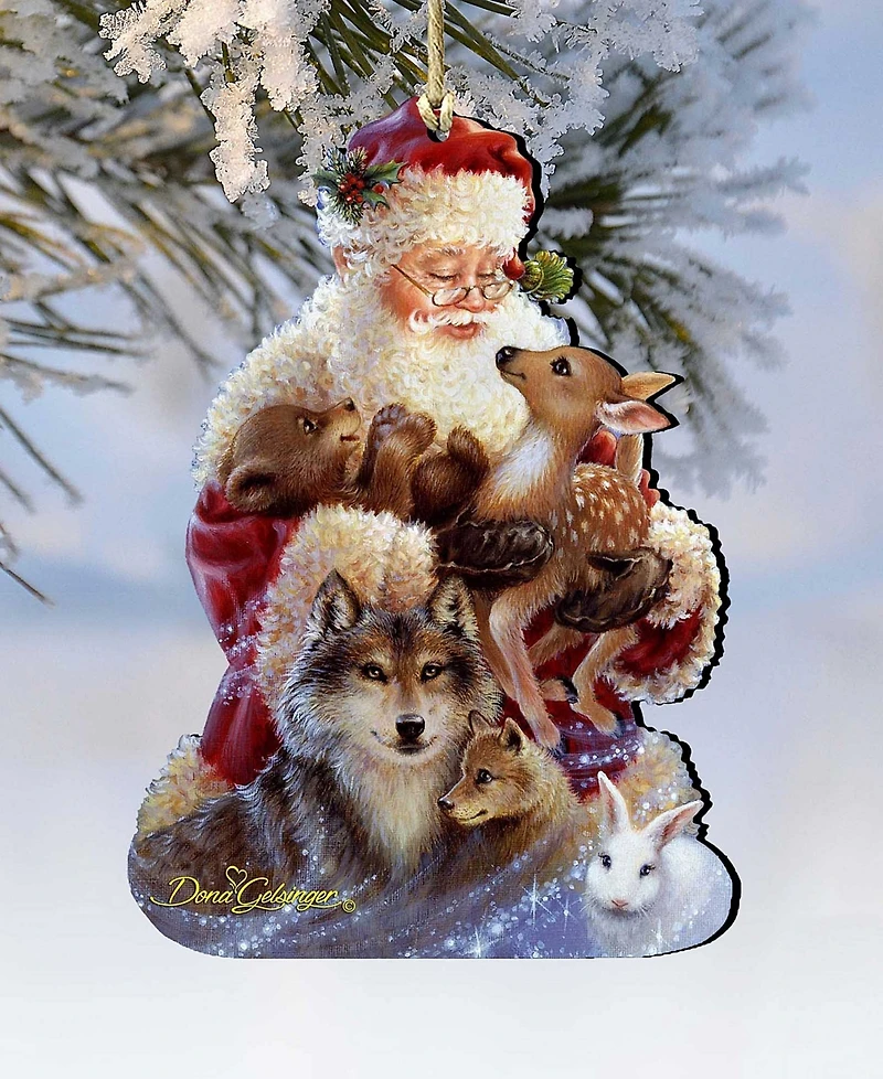 Designocracy Santa Little Friends Wooden Ornament