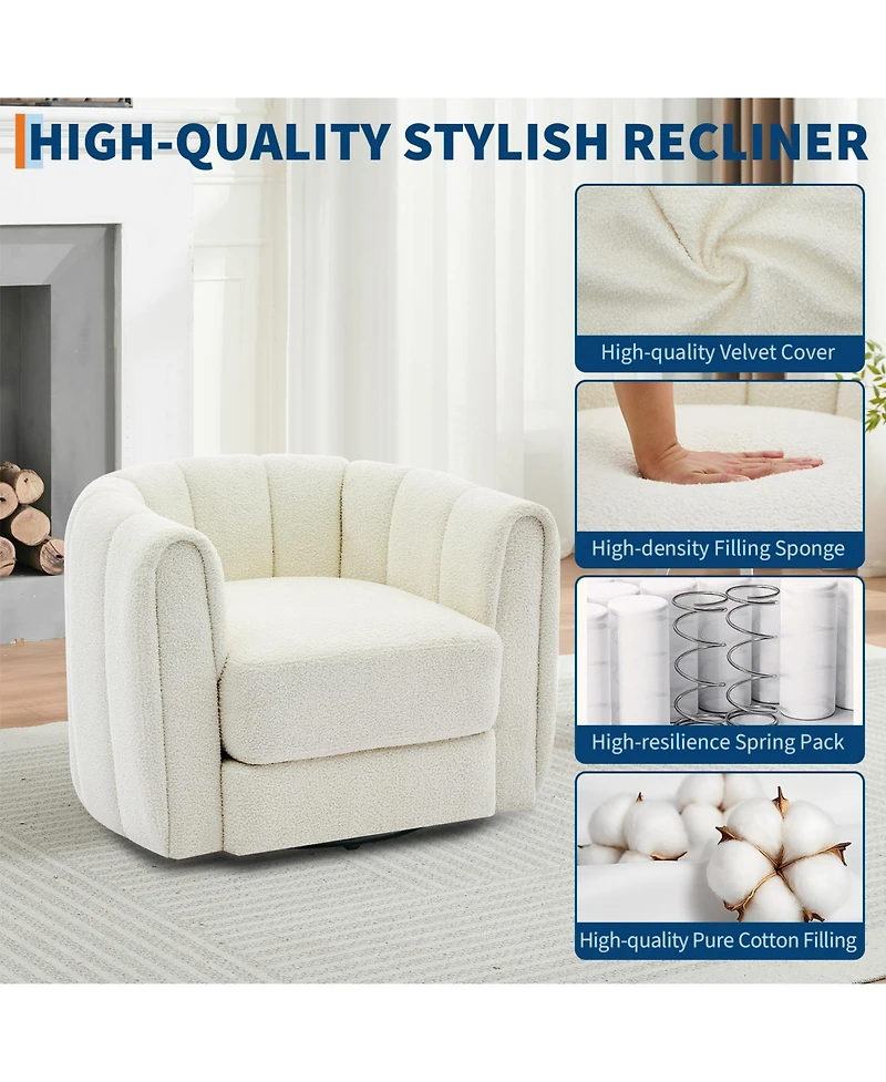 gaomon Modern Soft Swivel Lounge Sofa Chair, Rotating Barrel Accent Armchair for Living Room, Bedroom, Office