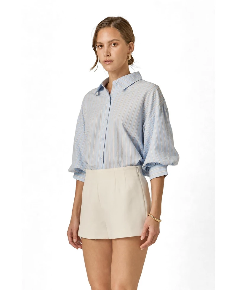 English Factory Women's Striped Volume Sleeve Shirt