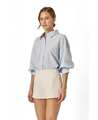 English Factory Women's Striped Volume Sleeve Shirt