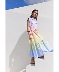 English Factory Women's Colorblock Shirt Midi Dress