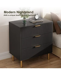 homfan Dresser for Bedroom, 3 Drawer with Handles,Wood Storage Cabinet Organizer Hallway, Entryway, Living Room