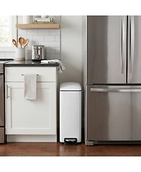 Mega Casa 12 Gal/45 Liter Slim Stainless Steel Step-on Kitchen Trash Can, Hands-Free Foot Pedal, Soft-Close Lid, for Home Office
