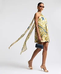 Avec Les Filles Women's Halter Scarf Print Swing Mini Dress