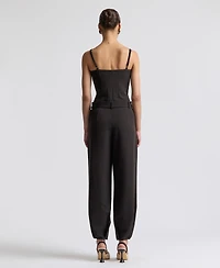 Avec Les Filles Women's Square Neck Belted Jumpsuit