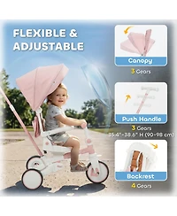 Qaba 7 In 1 Tricycle Stroller For Toddler With Adjustable Push Handle