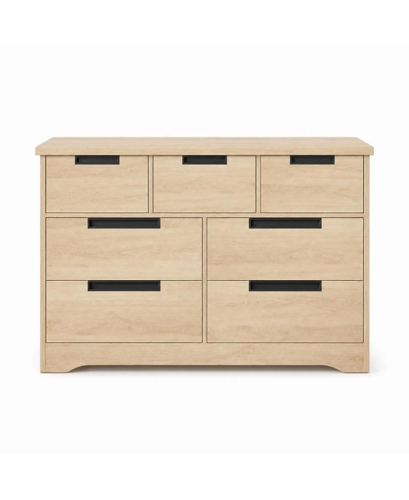 homfan 7-Drawer Natural Modern Dresser with Embedded Handles, Wooden Chest of Drawers for Bedroom, Living Room, Nursery