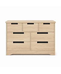 homfan 7-Drawer Natural Modern Dresser with Embedded Handles, Wooden Chest of Drawers for Bedroom, Living Room, Nursery