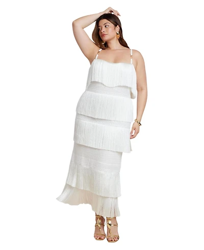 Eloquii Women's Fringe Maxi Dress