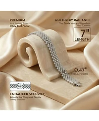 Elegant Sterling Silver Bracelet Adorned with Rows of Sparkling Cubic Zirconia Stones