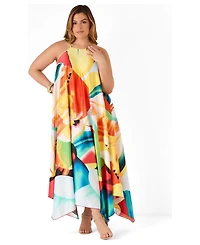 Ashley Stewart Women's Floral Chain Trimmed Maxi Dress