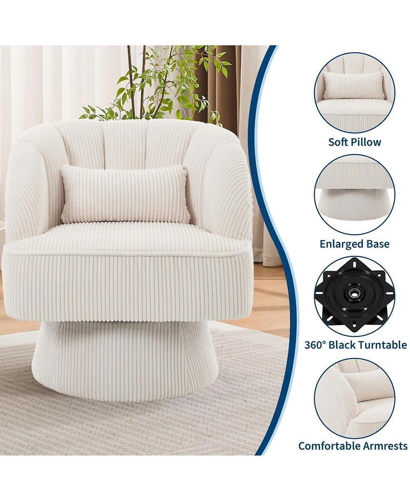 homfan 2Piece Ultra-Plush Swivel Accent Chair 360degree Barrel with Cloud-Like Padding