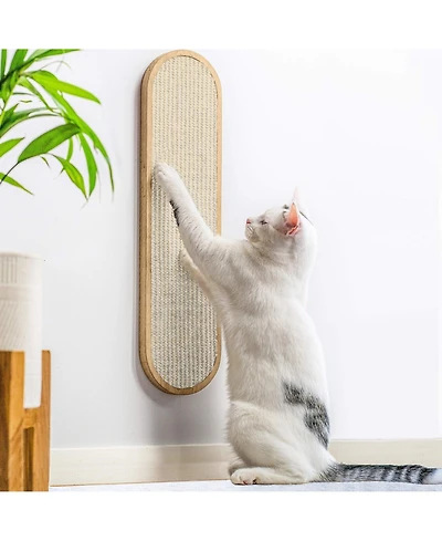 Aronkl Wall Mounted Cat Scratcher Sisal Vertical Board Double Sided Adjustable Height Anti Slip Floor Use