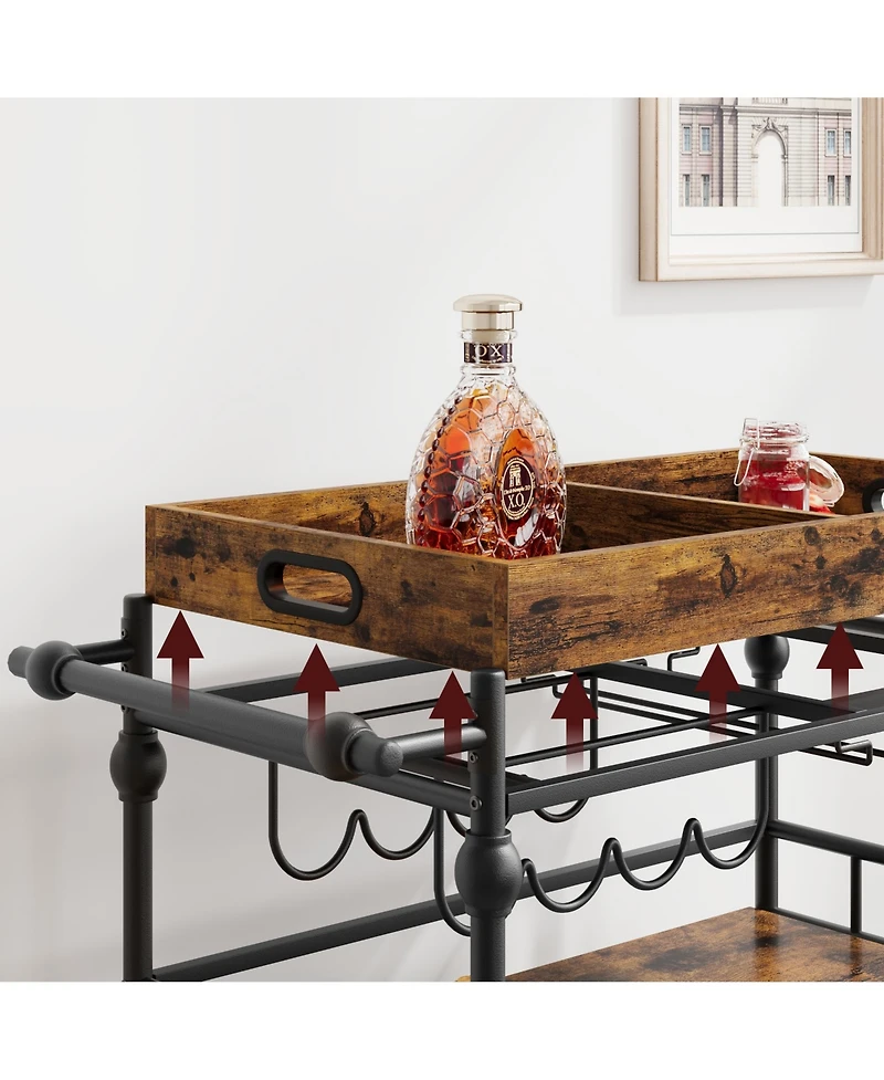 homfan 3-Tier Bar Cart with Wheels
