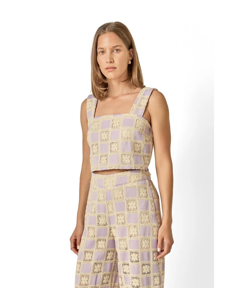English Factory Women's Crochet Sleeveless Top
