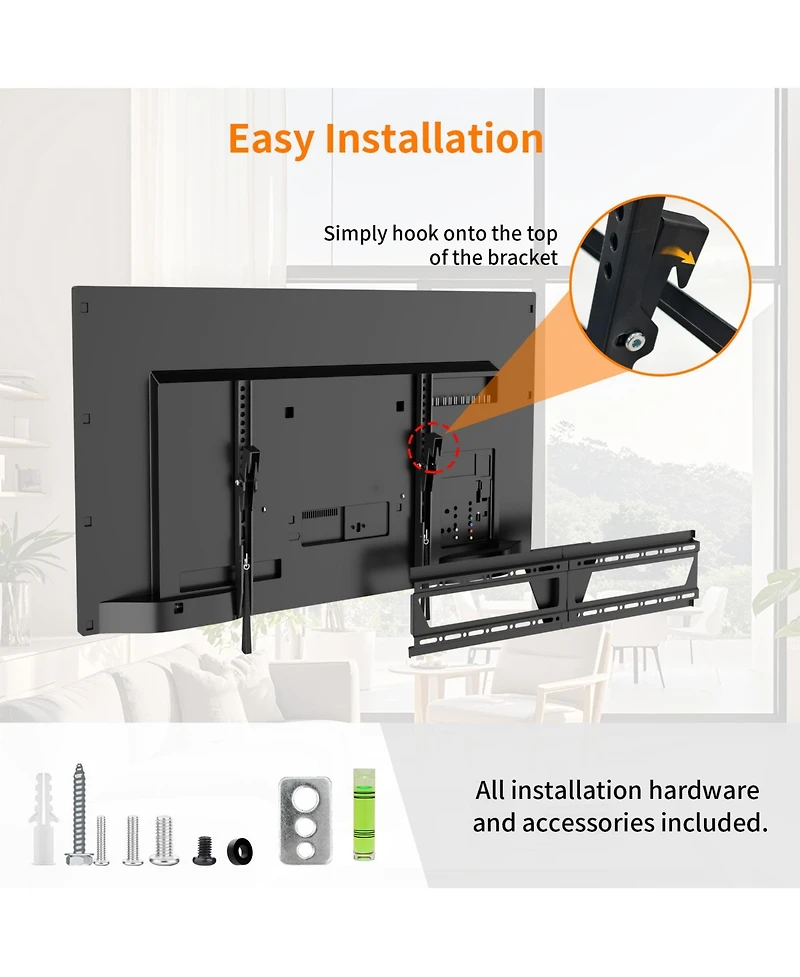 Unho Low Profile Tilting Tv Wall Mount for 30-75" Tvs, Heavy Duty Steel TV Bracket Fits Vesa 600x400mm
