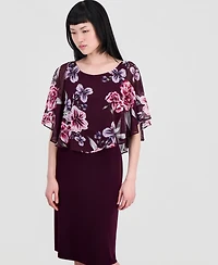 Connected Women's Chiffon-Overlay Cape Dress