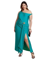 Eloquii Women's Plus Boat Neck Maxi Dress