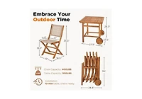 Aecojoy 5 Piece Outdoor Patio Dining Set, Acacia Wood Outdoor Table and Chairs with Wheels