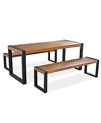 Streamdale Furniture Acacia Wood Outdoor Dining Set with Steel Frame