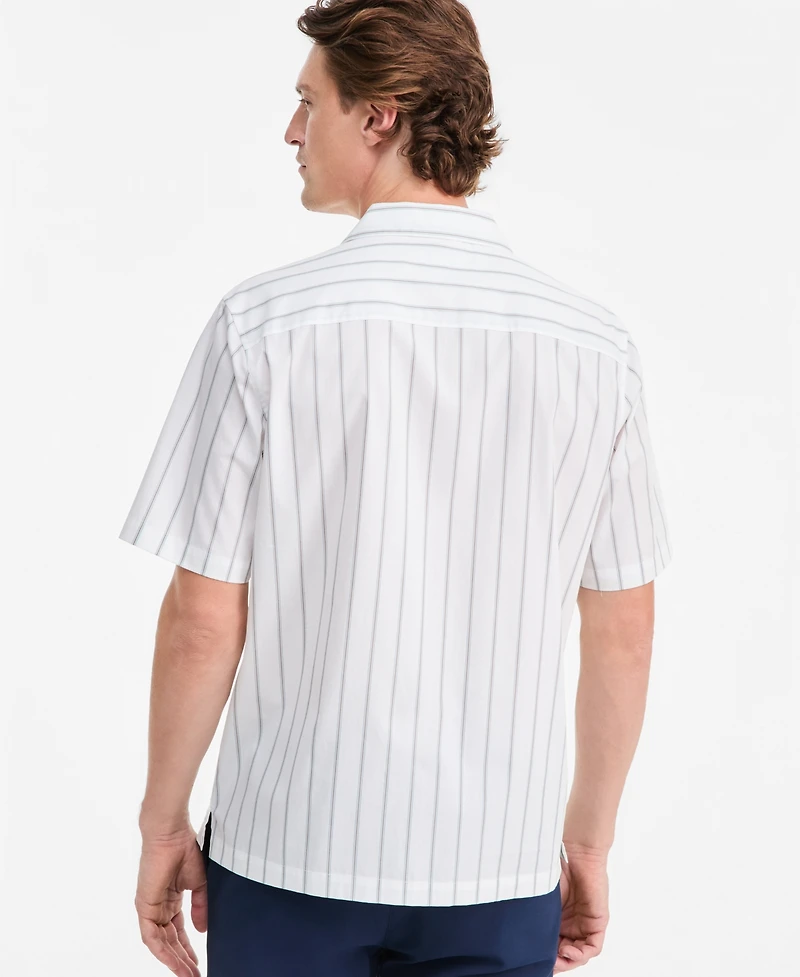 Alfani Men's Canvas Stripe Short-Sleeve Camp Shirt, Macy's Exclusive - Yd