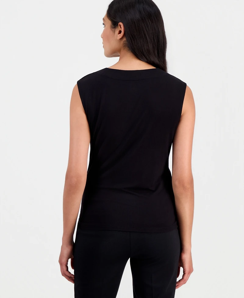 Anne Klein Women's Pleated Cowl-Neck Sleeveless Top