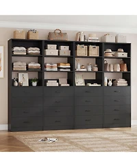 Aheaplus 1-4 Pieces 21.3inch Closet Drawer System, Walk-in Tower with 4 Wooden Drawers and Shelves