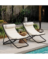 Streamdale Furniture 2-Piece Outdoor Folding Rattan Patio Chairs with Adjustable Backrest