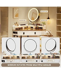 Vlsrka Corner Vanity with Mirror and Lights