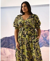 Estelle Wildleaf Cotton Midi Dress