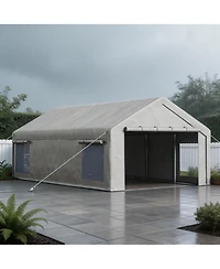 Homfan 12 x 20 Ft Pe Carport Canopy 2-Piece Set, Heavy Duty Outdoor Vehicle Shelter for Cars Trucks Boats