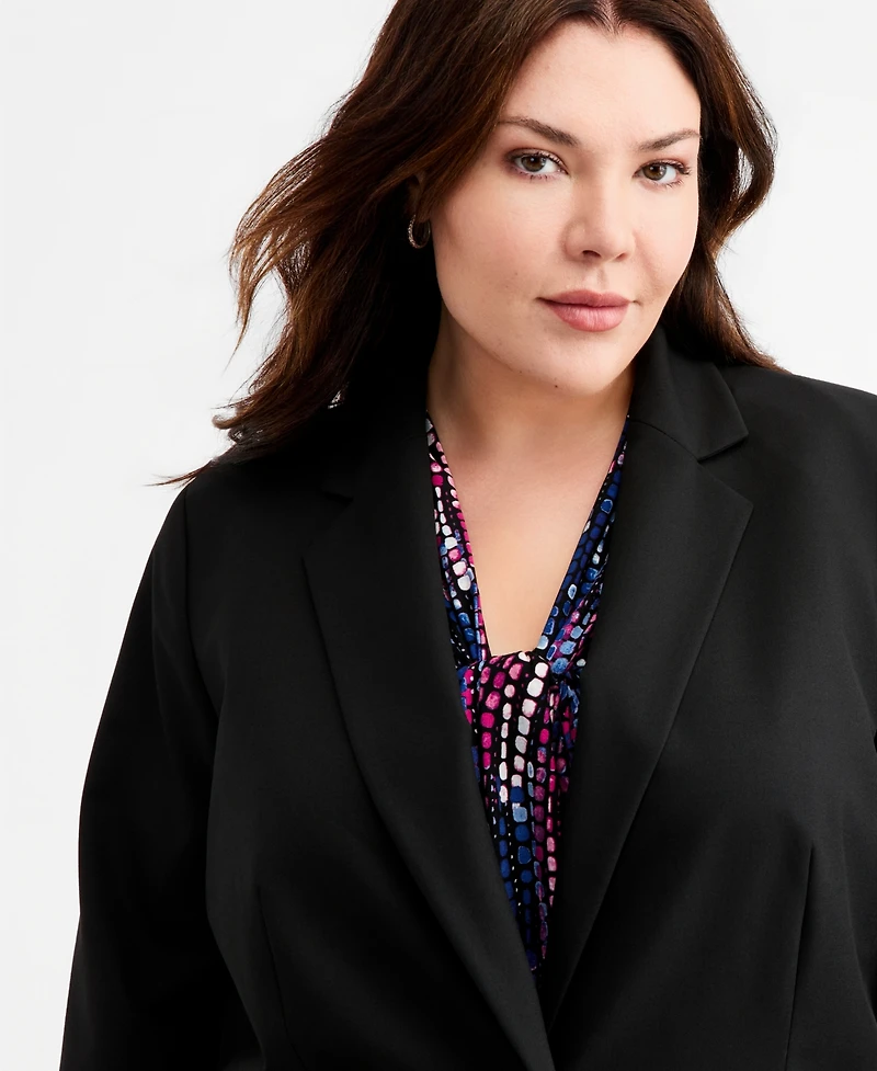 Kasper Plus Washable Bi-Stretch One-Button Blazer