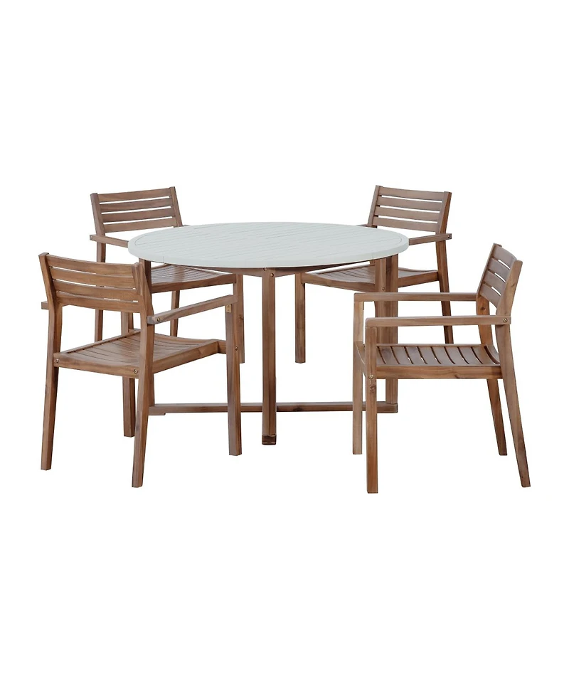 Streamdale Furniture Piece Acacia Wood Outdoor Dining Set with Round Table