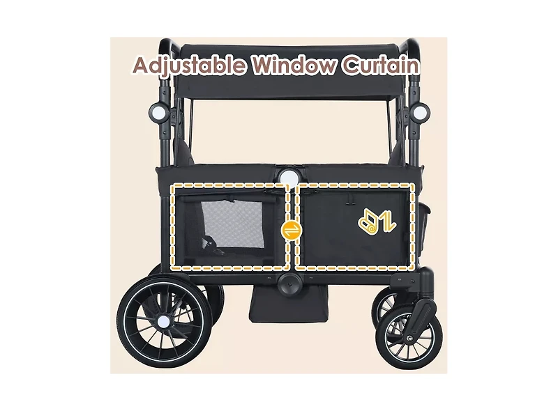 Kinder King Baby Wagon Stroller for Two with Adjustable Handle, All-Terrain Wheels, Tray and Storage.